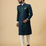 Classic Teal Achkan for Men | Elegant Ethnic Wear | Jaipurio